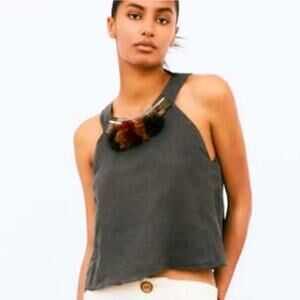 End of Summer SALE!! 50% 🌼 ZARA APPLIQUÉ LINEN TOP Size Small NWT